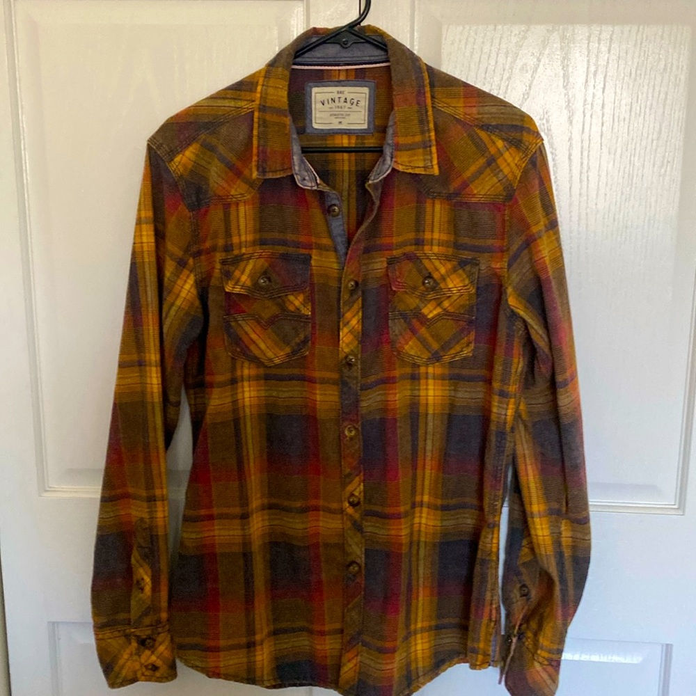 BKE Vintage Plaid Athletic Fit Button Shirt Men Medium